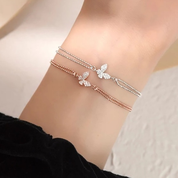 NEW 925 STERLING SILVER BUTTERFLY BRACELET, NICE BRACELET, CUTE BRACELET - Picture 2 of 5